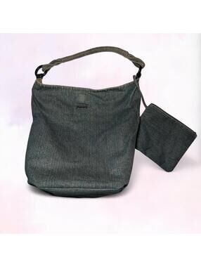 Suisui Brown Suede Denim Reversible Hobo Bag Y2K Style